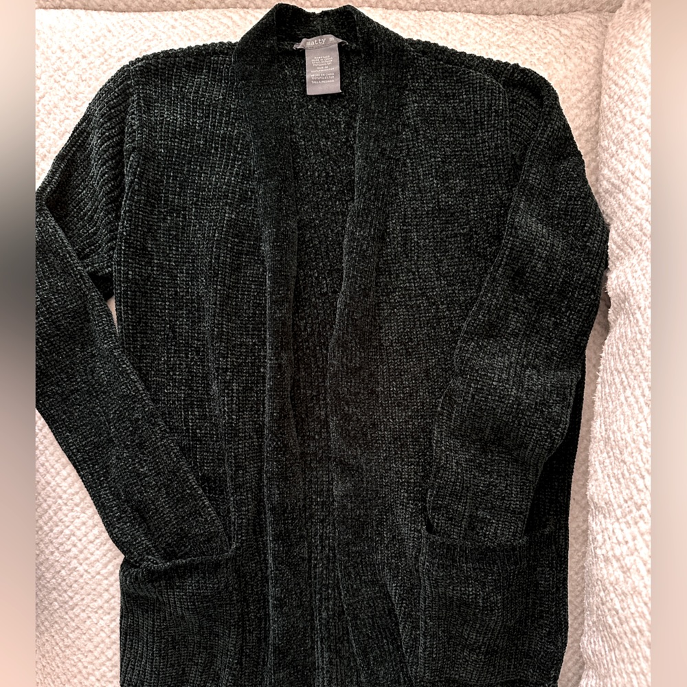 Velvet Green Cardigan w/ Pockets